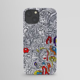 Pattern Doddle Hand Drawn  Black and White Colors Street Art iPhone Case