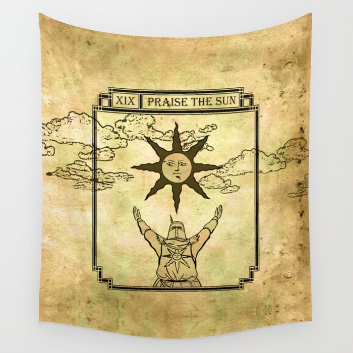 Praise The Sun Tarot Solaire Wall Tapestry by Snuggly the Raven