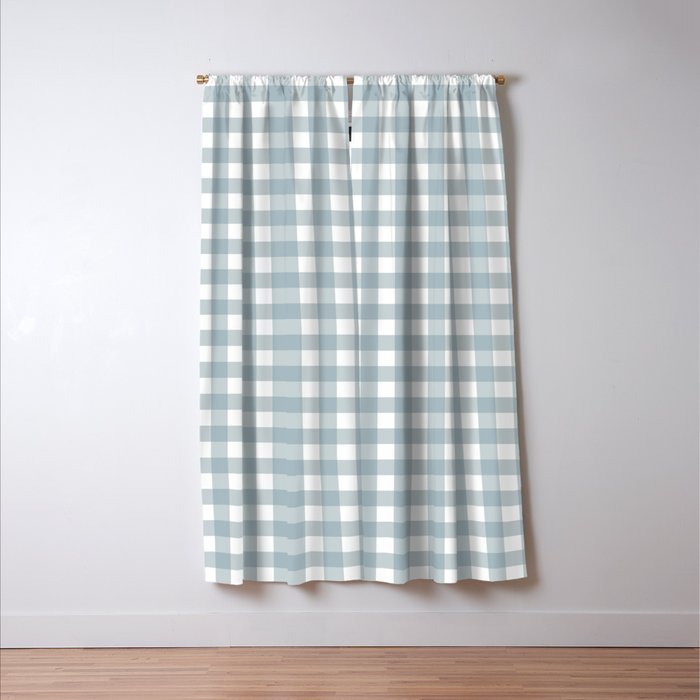 Dusty Blue Gingham Blackout Curtain By Haileydesigns Society6