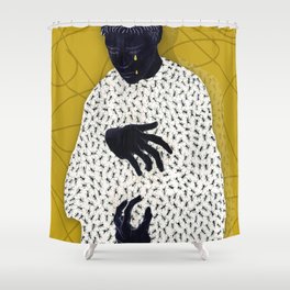 A Man With Ants Modern Illustration Shower Curtain