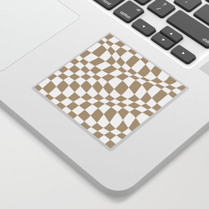 Warped Checkered Pattern (tan/white) Sticker