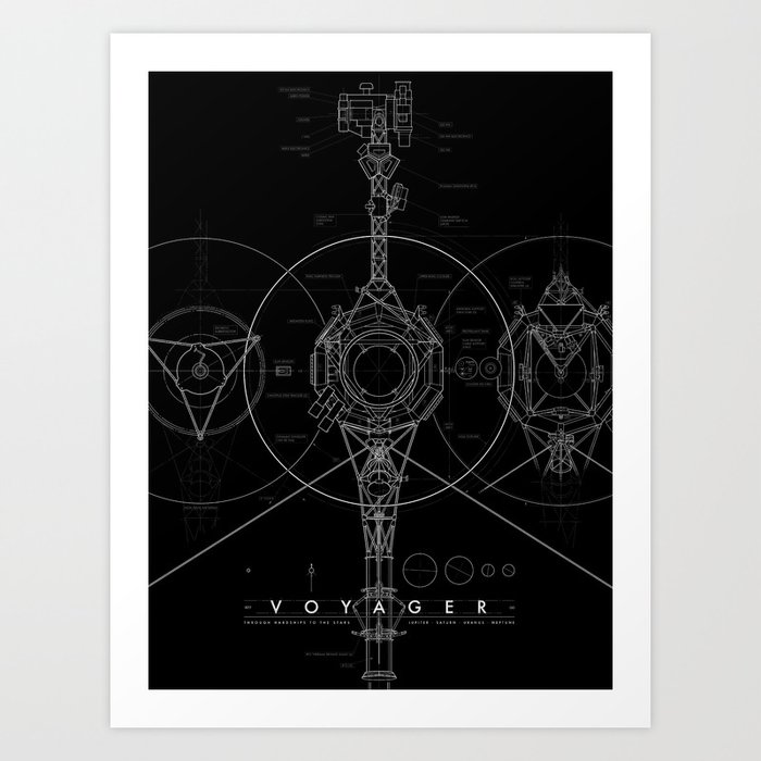 Voyager Blueprint - BLACK variant Art Print