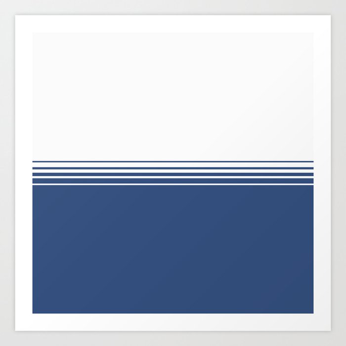Retro Blue Minimalist Stripes Art Print