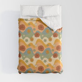 Retro groovy floral pattern Duvet Cover