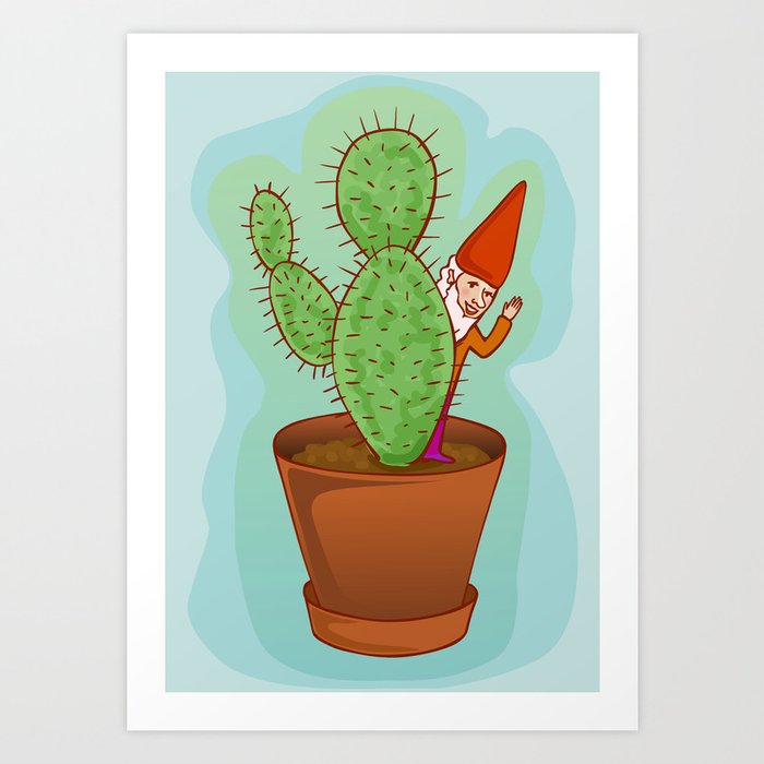 fairytale dwarf with cactus Art Print | Illustration, Humor, Pop-surrealism
