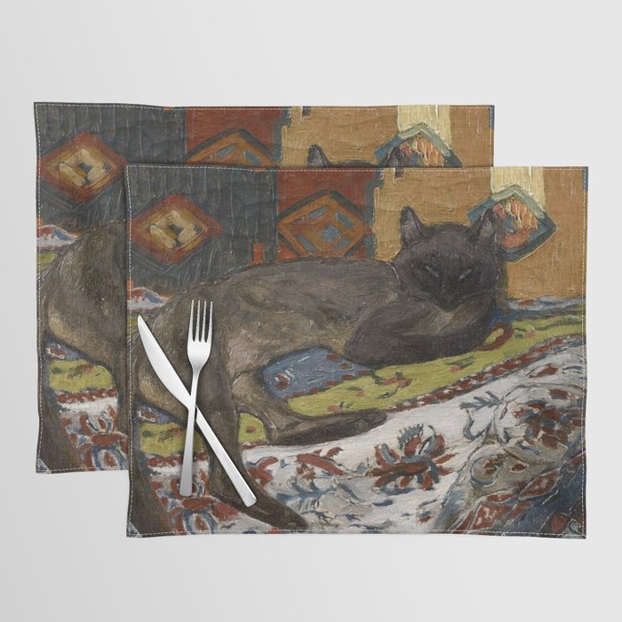 Cat on a Blanket by Theophile Steinlen - Retro Vintage Art Nouveau Painting - Théophile Placemat