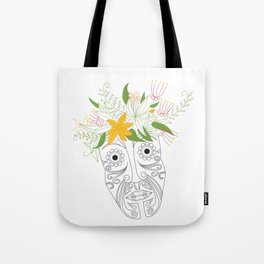Tattoo Maori-style Polynesian flower head Tote Bag