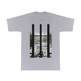 Window to the Waterfall and Forest | Foggy Forest Landscape in Autumn T Shirt