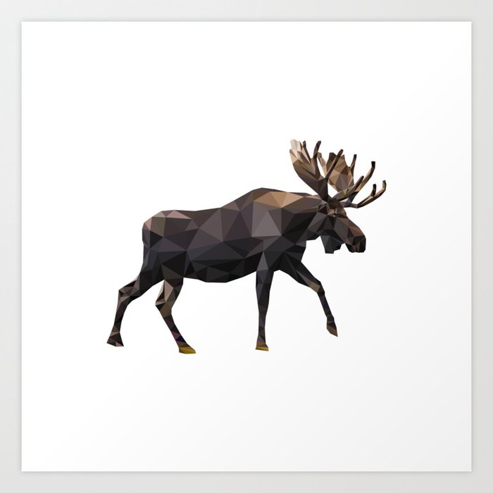 Polygon geometric Moose Art Print by Lina Littlefield | Society6