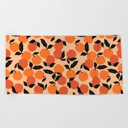 Seamless Citrus Pattern / Oranges Beach Towel