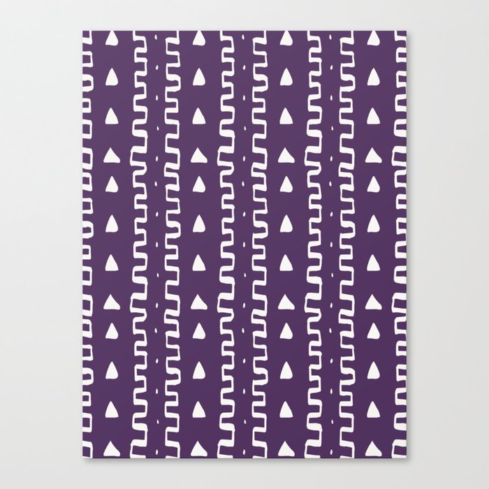 Merit Mud Cloth Purple and White Triangle Pattern Canvas Print