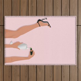 Prosecco Party Illustration Outdoor Rug