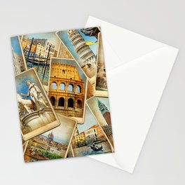 Travel in Italy -vintage photo album collage photos. Travel concepts background Stationery Card