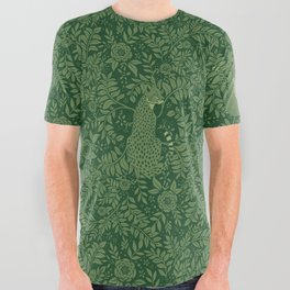 Spring Cheetah Pattern - Forest Green All Over Graphic Tee