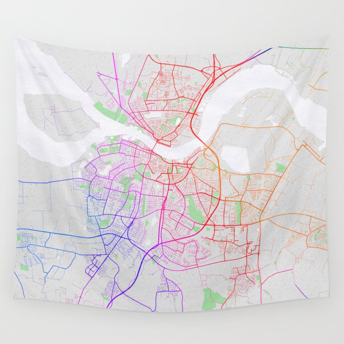 Aalborg City Map of Denmark - Colorful Wall Tapestry