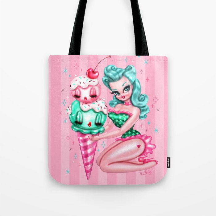 Ice Cream Pinup Doll Tote Bag