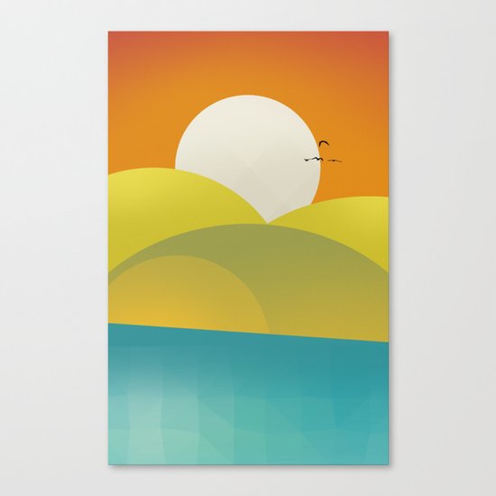 Chilaxing autumn on seaside Canvas Print