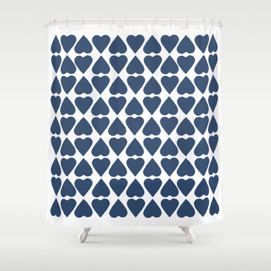 Diamond Hearts Repeat Navy Shower Curtain