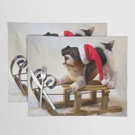 Cute Christmas Dog On a Sleigh Placemat