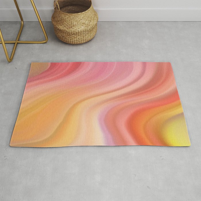 Rainbow Colorful Abstract Wave Pattern Rug