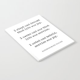 Life is service, service is joy - Rabindranath Tagore Quote - Literature - Typewriter Print Notebook