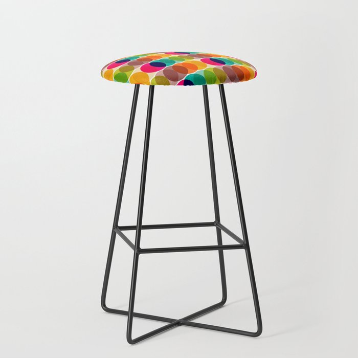 Psychedelic Vintage 60s 70s Hippie Retro Overlay Circles Bar Stool
