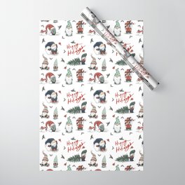 Happy Holiday Gnomes pattern Wrapping Paper