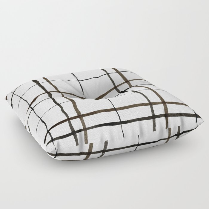 Painted Watercolor Plaid Pattern in Neutral Floor Pillow