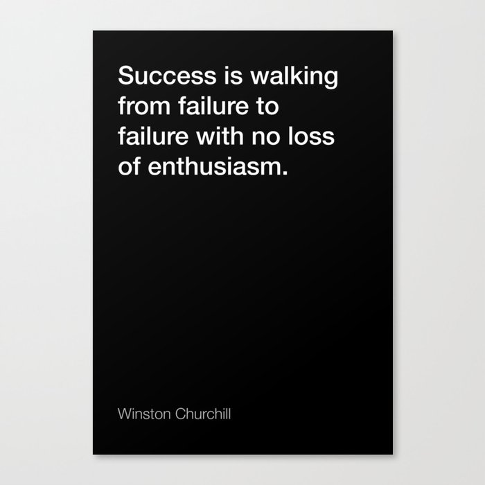 Winston Churchill quote about success [Black Edition] Canvas Print