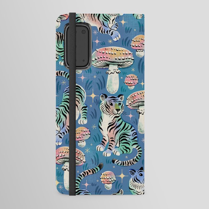 Tigers and Toadstools - Blue Android Wallet Case