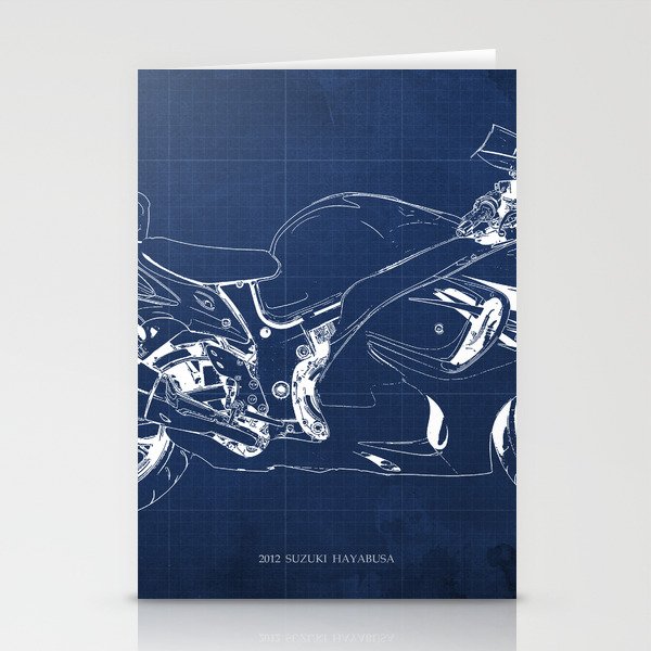 2012 Suzuki Hayabusa Blueprint, Blue Background Stationery Cards
