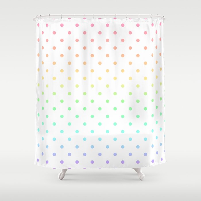 Pastel Rainbow Polka Dots Shower Curtain