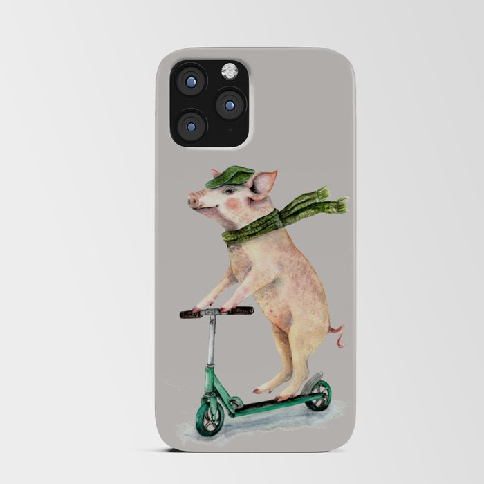 Piggy on a scooter iPhone Card Case