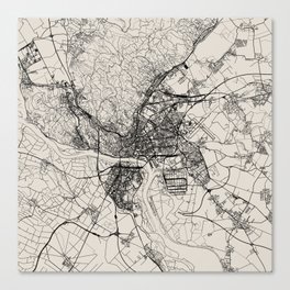 Bratislava, Slovakia. Black and White City Map Canvas Print