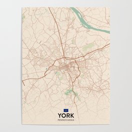 York, Pennsylvania, United States - Vintage City Map Poster