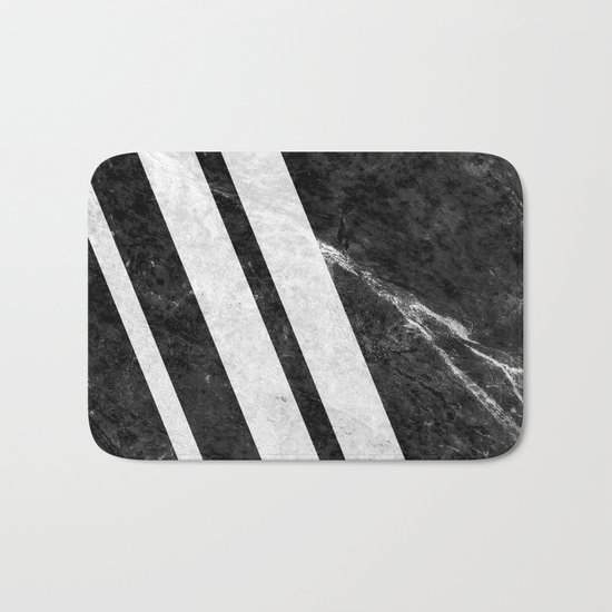 Black Striped Marble Bath Mat