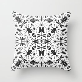 Bugs and Skulls Throw Pillow