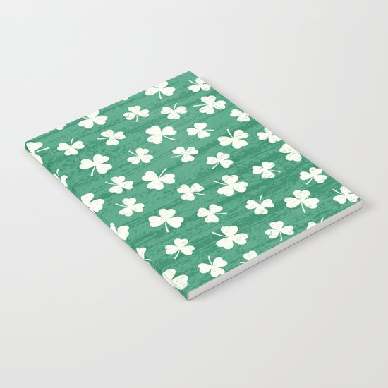 DANCING SHAMROCKS on green Notebook