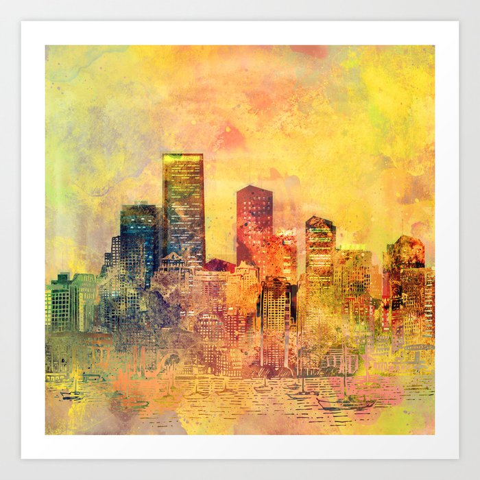 Abstract City Scape Digital Art Art Print By K9printart Society6