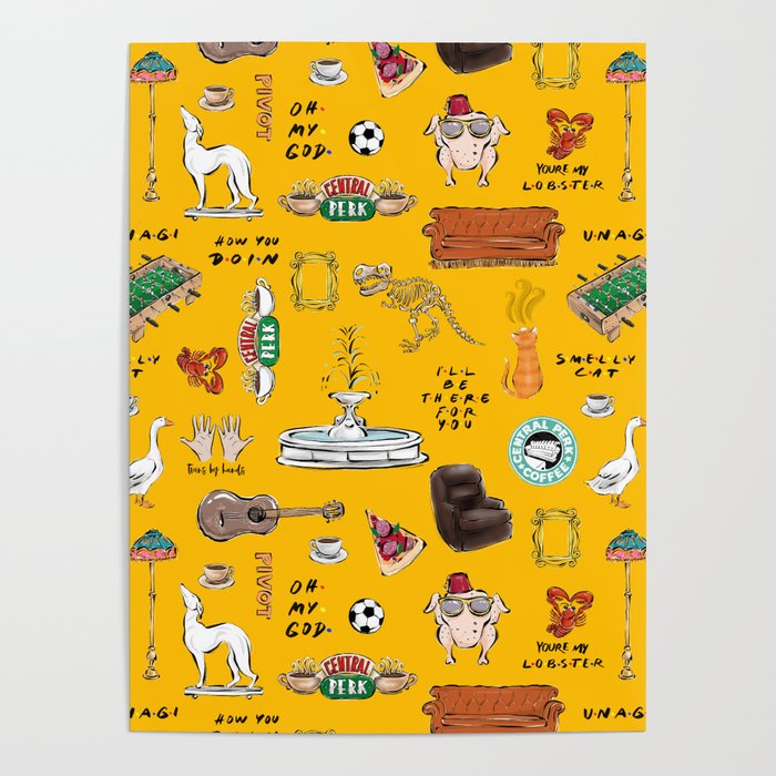 Friends TV Show Tribute Yellow Pattern Poster