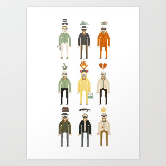 Walter White Pixelart Transformation- Breaking Bad Art Print