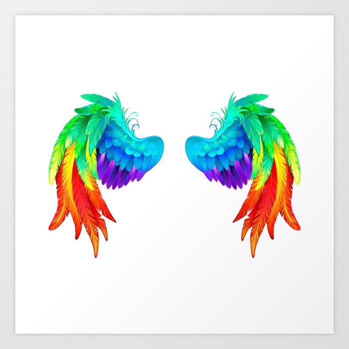 Bright rainbow wings Art Print