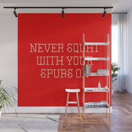 Cautious Squatting, Red and White Wall Mural
