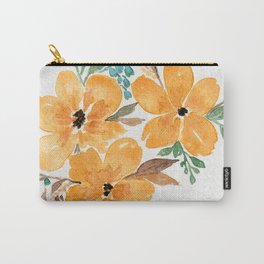 Golden Flowers Watercolor Floral Art Carry-All Pouch