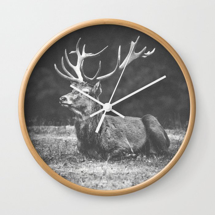 Deer Photography Large Art Print Winter Wall Clock By Fingerartprints