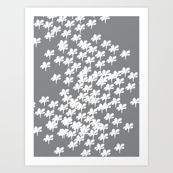 Simple Gray Flower Pattern Art Print