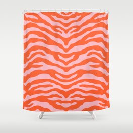 Zebra Wild Animal Print Orange and Pink Shower Curtain