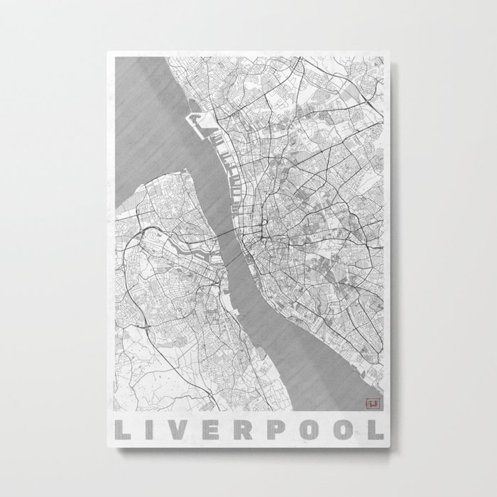 Liverpool Map Line Metal Print By Hubertroguski Society6
