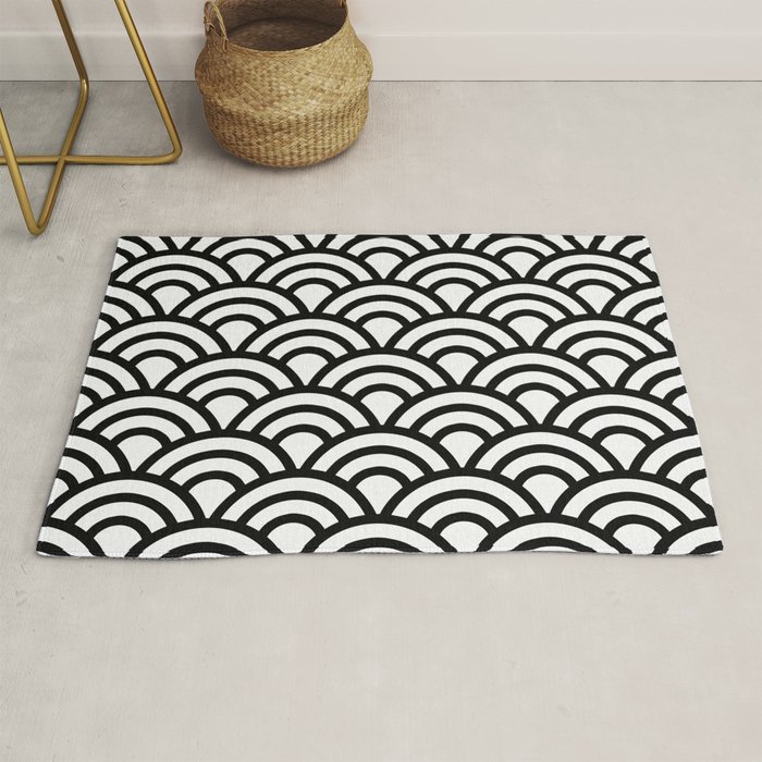 Japanese Pattern (Fish Scale) Rug by black and white Society6