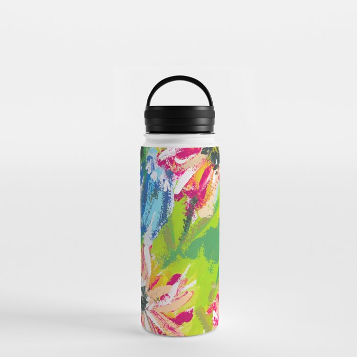 Bright Contemporary Abstract Floral Water Bottle